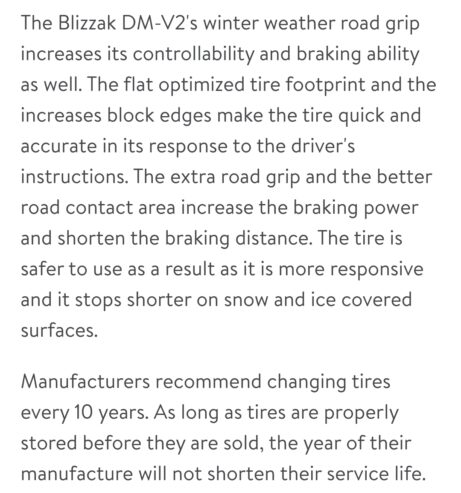 BLIZZAK DM-V2 255/60R19 **Snow Tires**