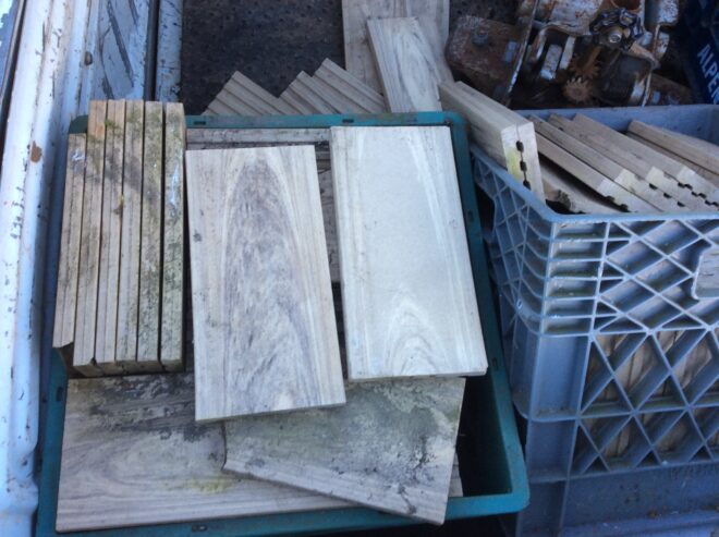 Two crates of wood panel tile