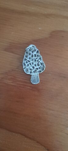 Sterling silver morel mushroom pendant