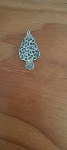 Sterling silver morel mushroom pendant