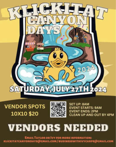 Vendors needed! Canyon Days Saturday market