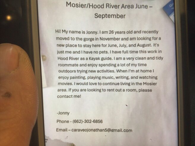 Seeking room in mosier