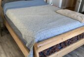 Beautiful wooden queen bed and box spring