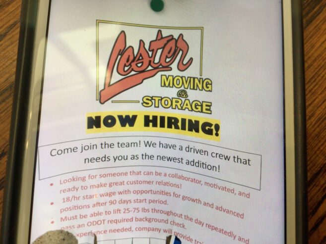 Lester moving is hiring