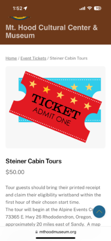 Steiner Cabin tour Tickets