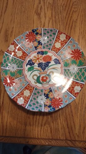 10″ Cake Stand Imari Fan pattern Arita Fine Porcelain made in Japan