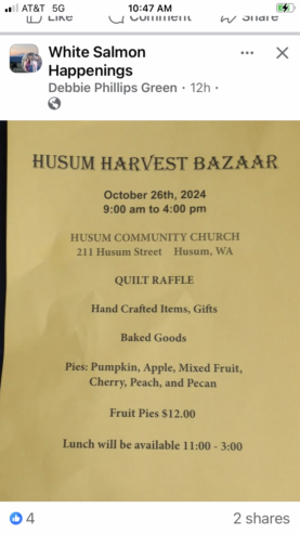 Harvest bazaar in five days