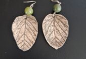 Large sterling silver leaf earrings