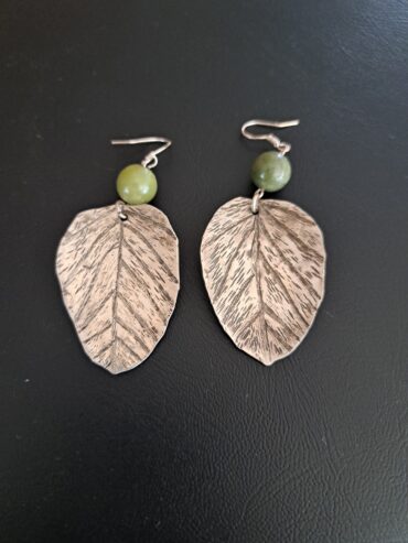 Large sterling silver leaf earrings