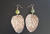 Large sterling silver leaf earrings