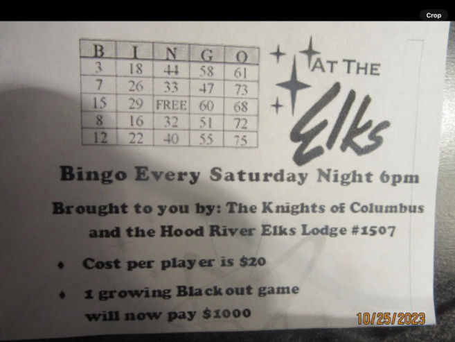 Elks club bingo