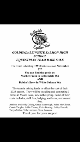 Goldendale bake sale