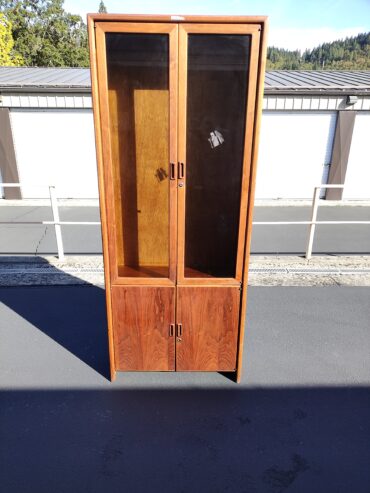 Solid, all wood, glass door cabinet.