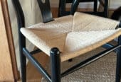 Wood and wicker dining chair at (4)