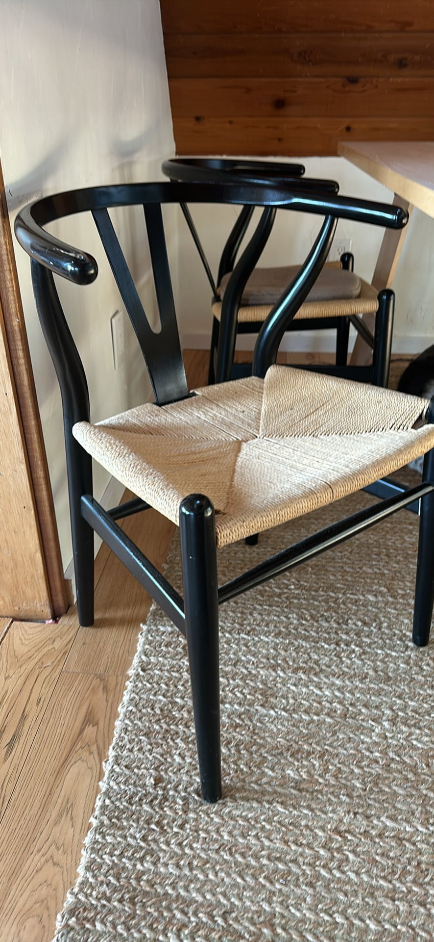 Wood and wicker dining chair at (4)