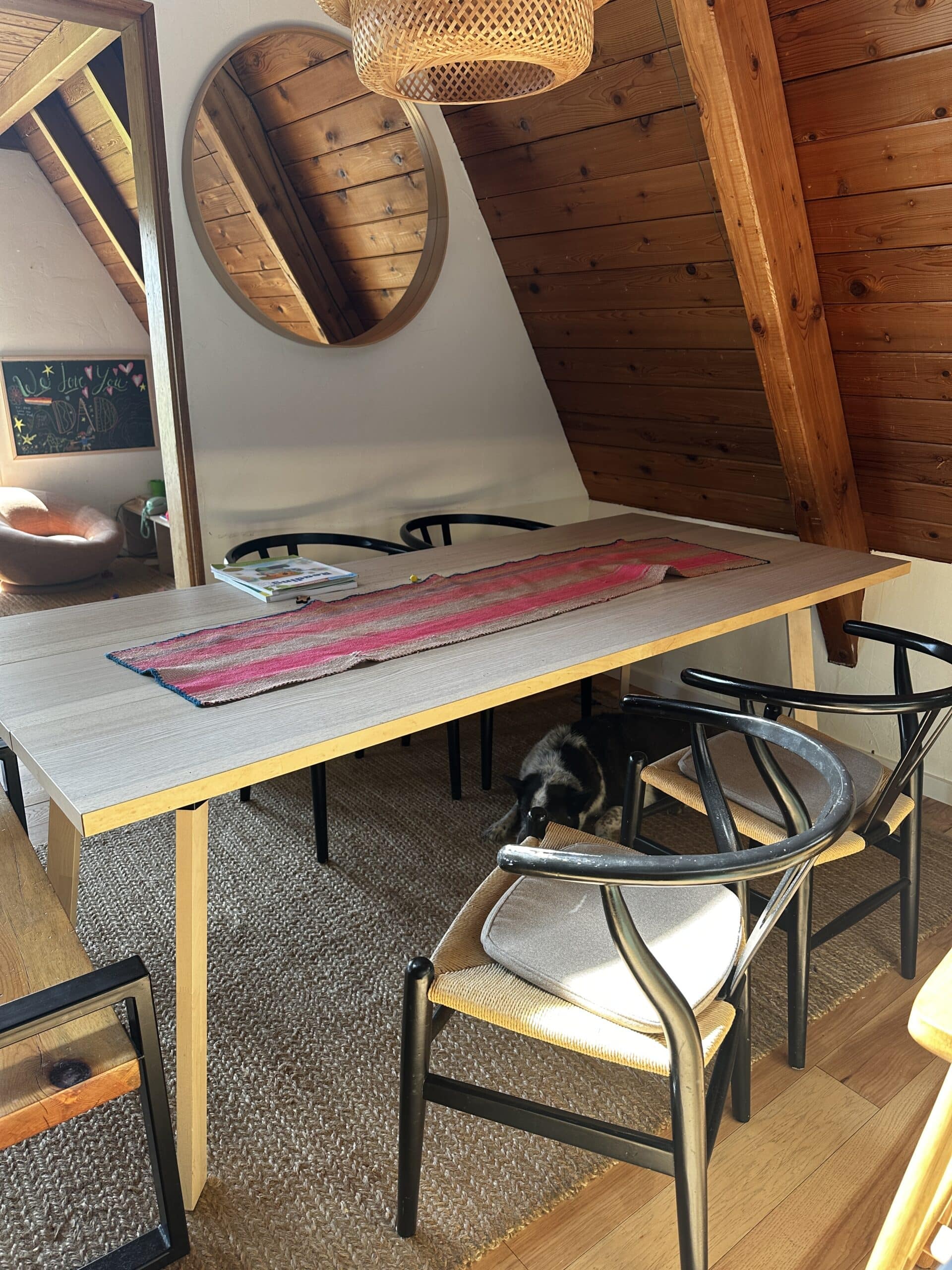 Wood and wicker dining chair at (4)