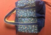 Lands End floral canvas zipper tote