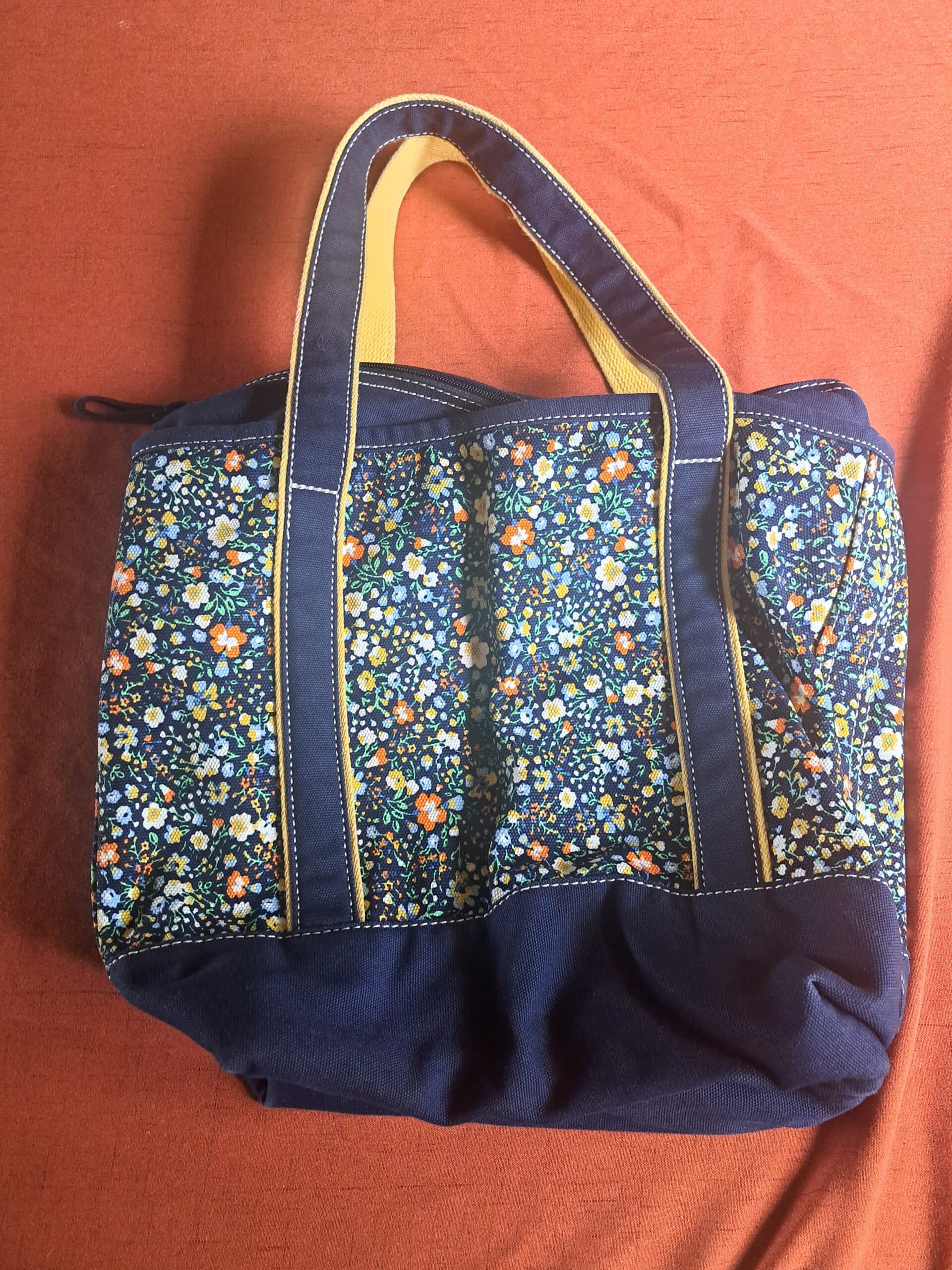 Lands End floral canvas zipper tote