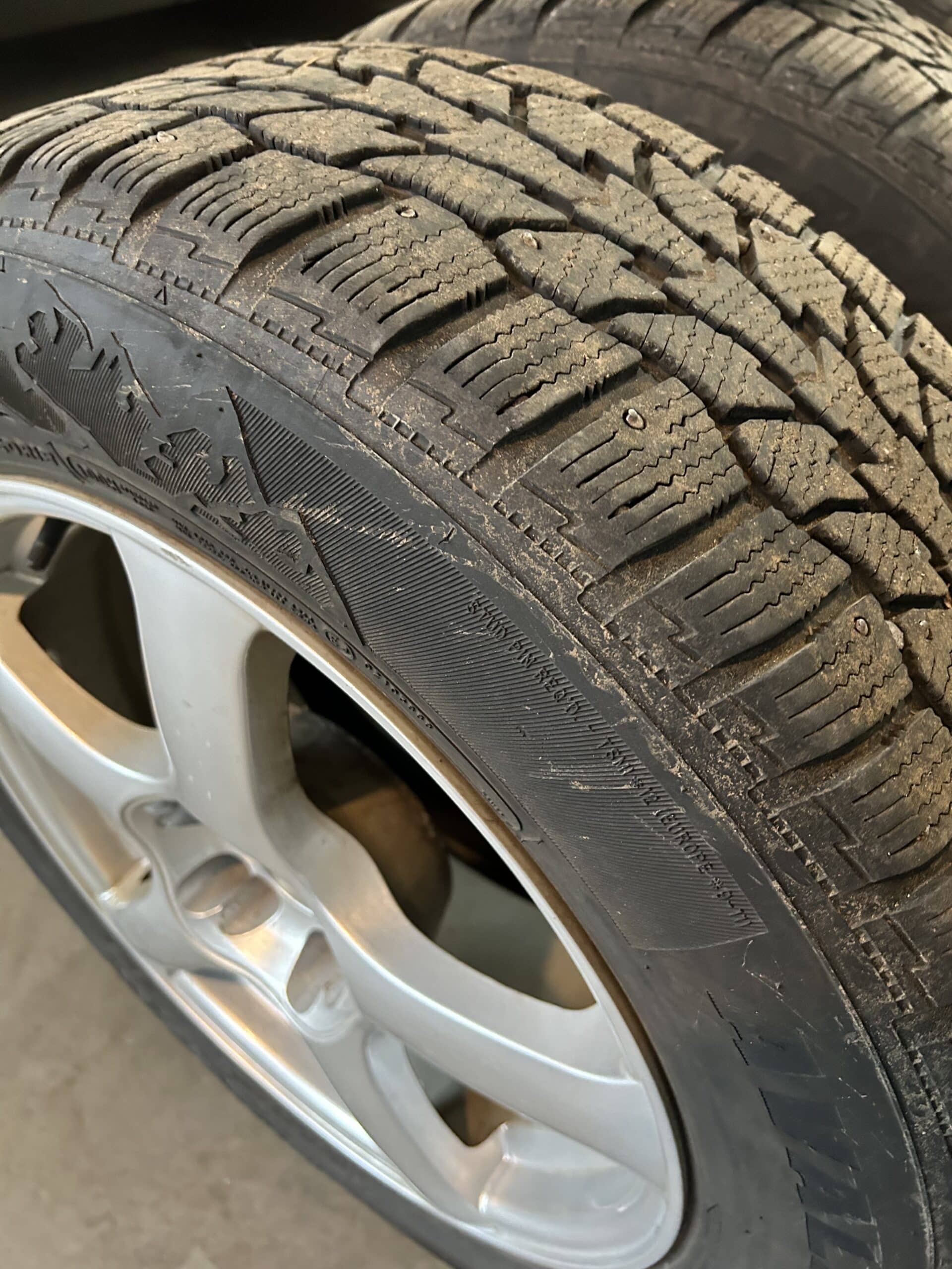 225/60/R18 mounted studded snow tires Subaru wheels