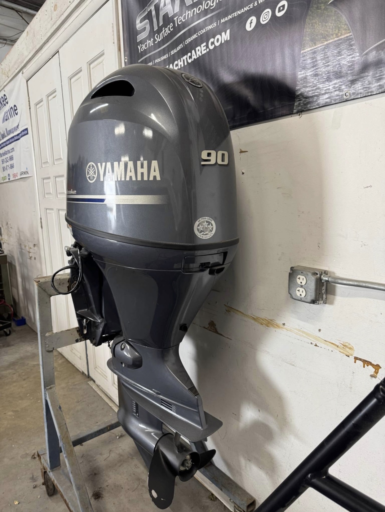 Slightly Used Yamaha 90HP 4 Stroke Outboard Motor Engine