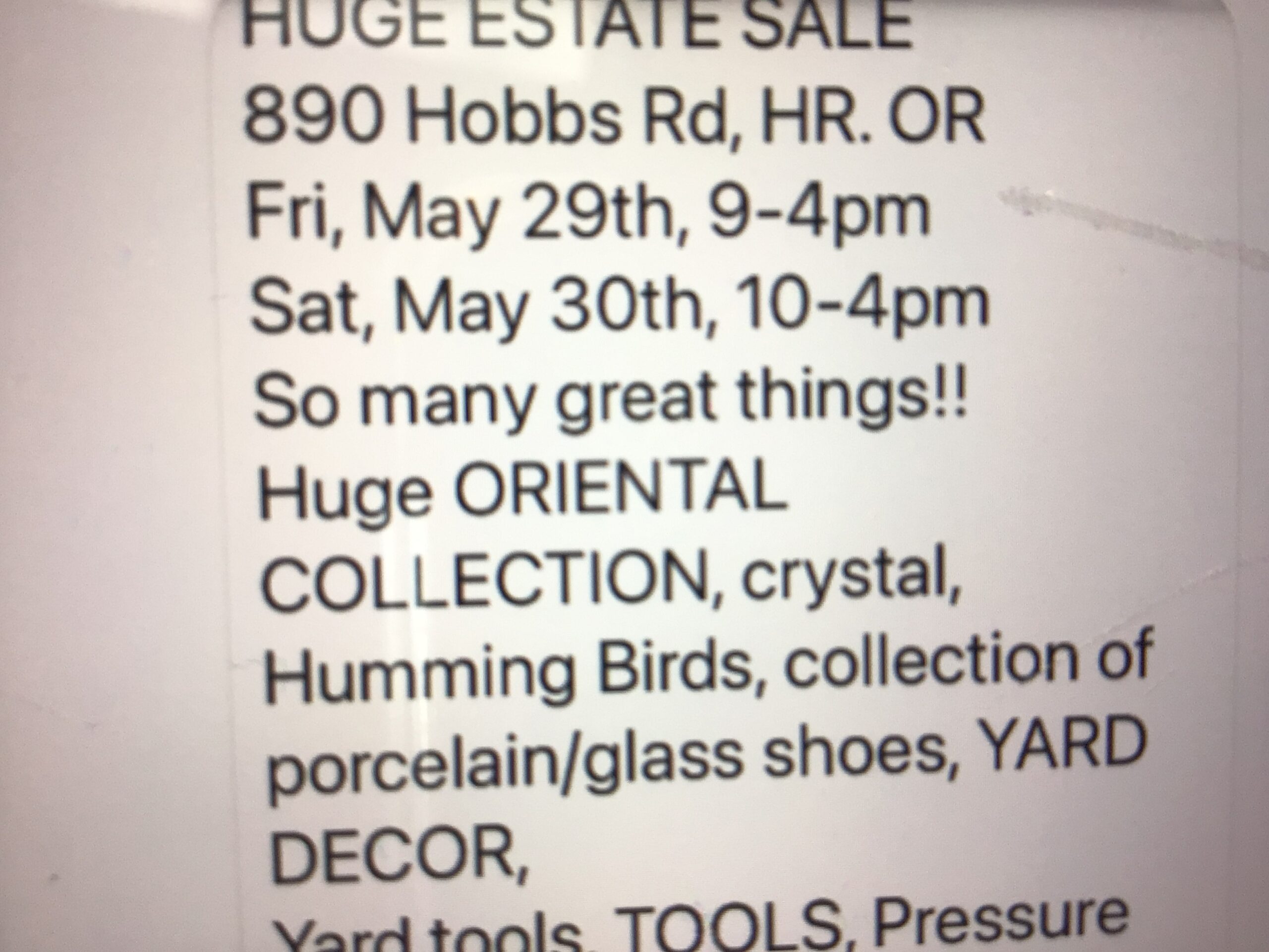 Estate sale this weekendj