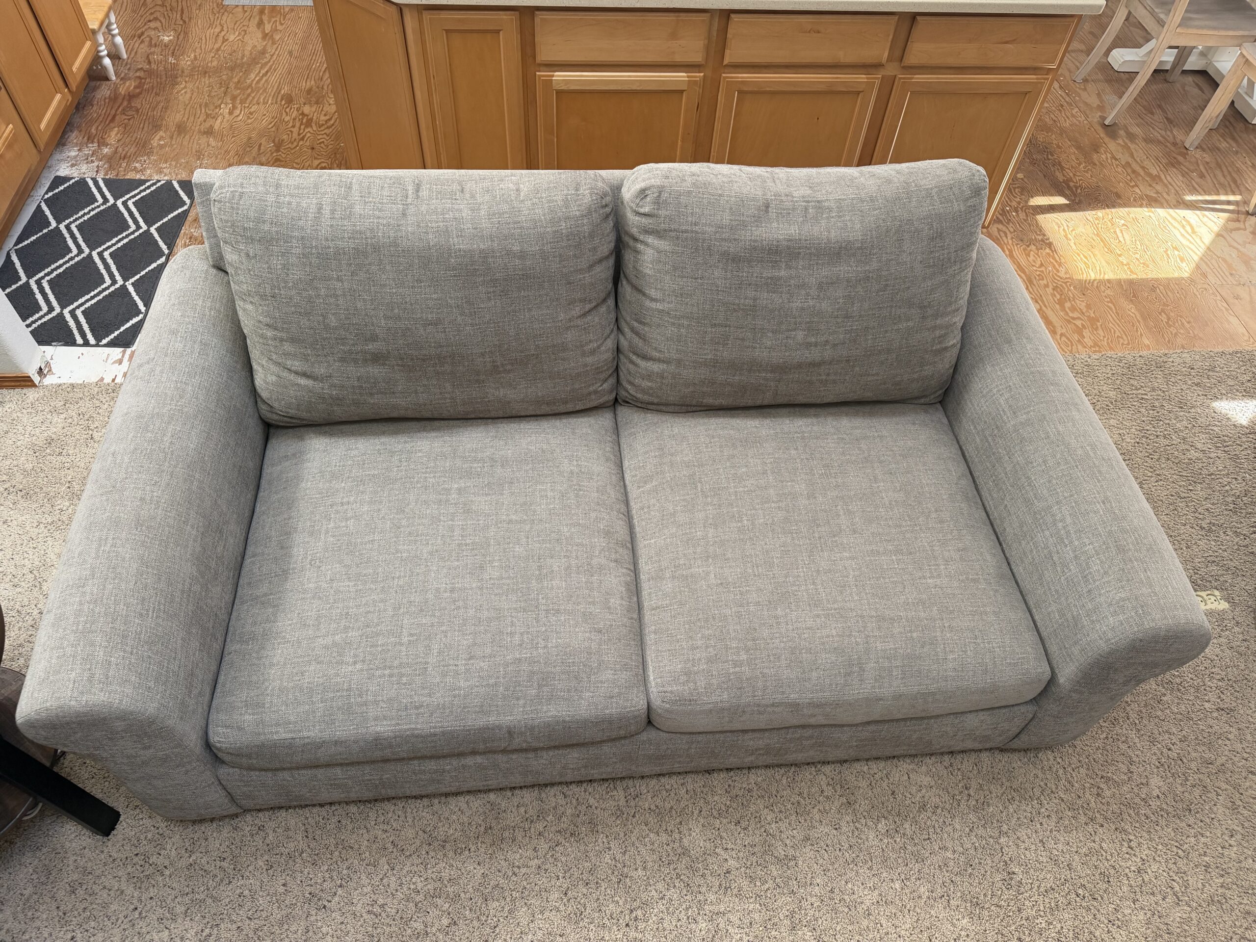 Pottery barn couch, oversized chair and ottoman