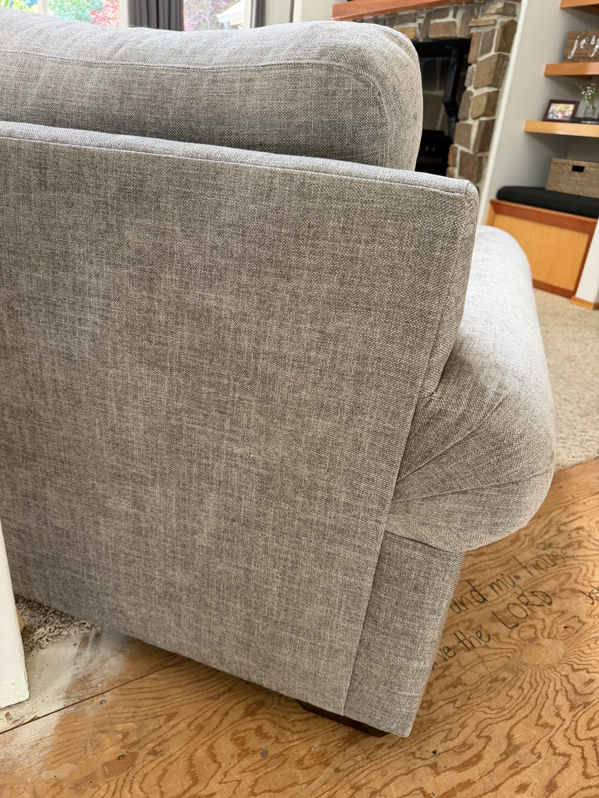 Pottery barn couch, oversized chair and ottoman