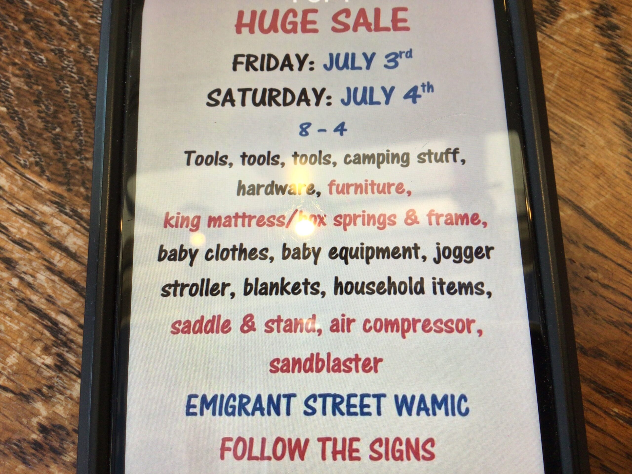 Big sale tomorrow