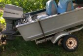 Auminum boat, motor and trailer