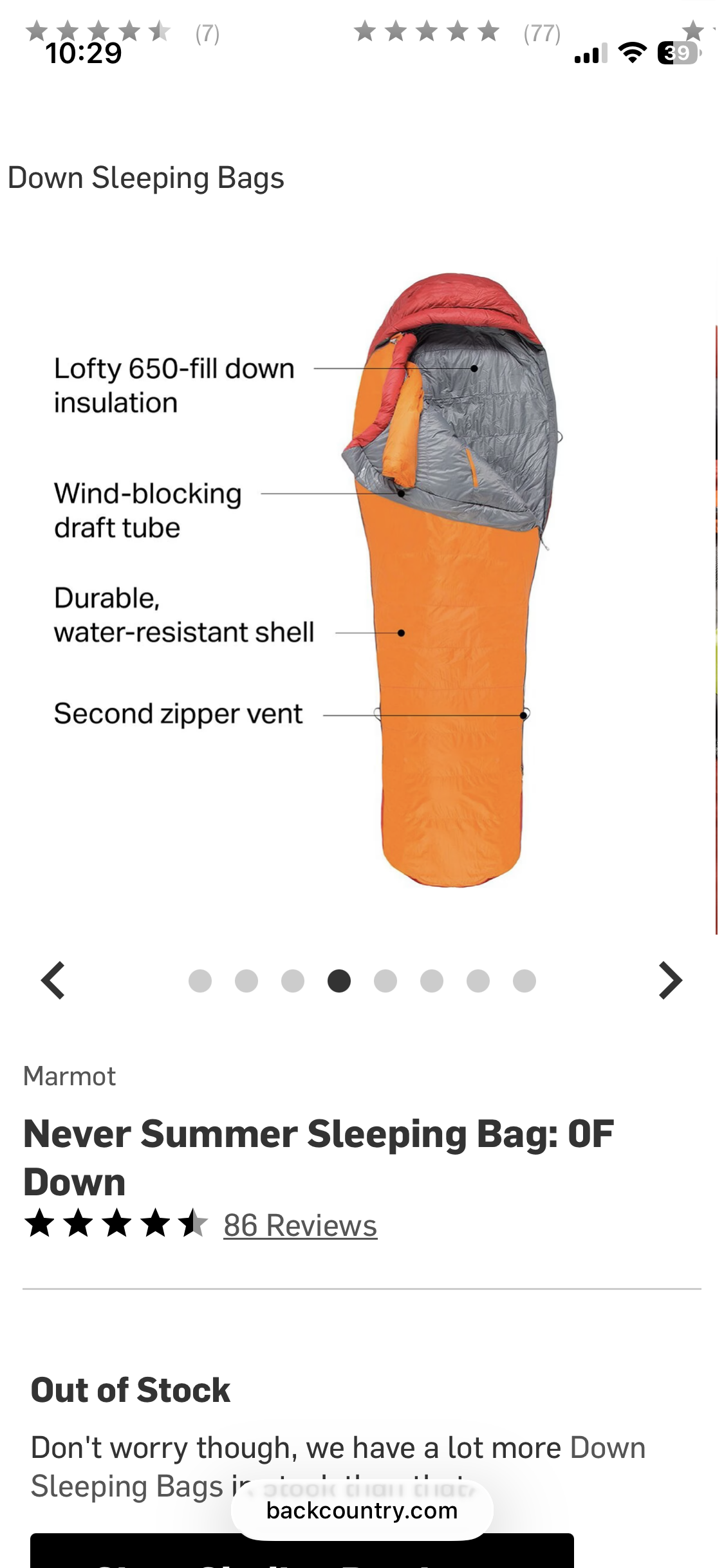 Sleeping Bag – Marmot Never Summer 0F / -18C Reg