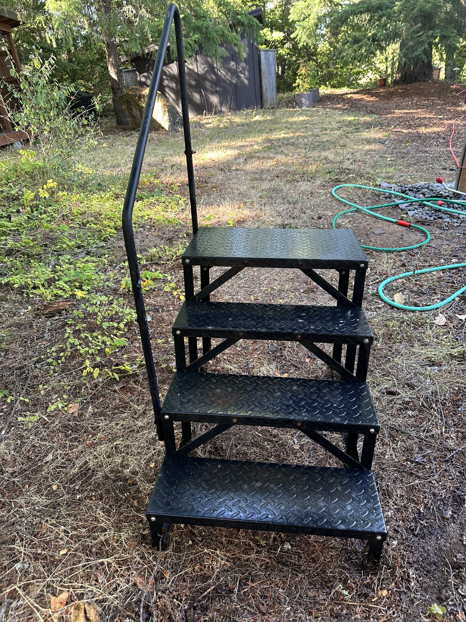 Hot tub, sauna, motor home metal stairs